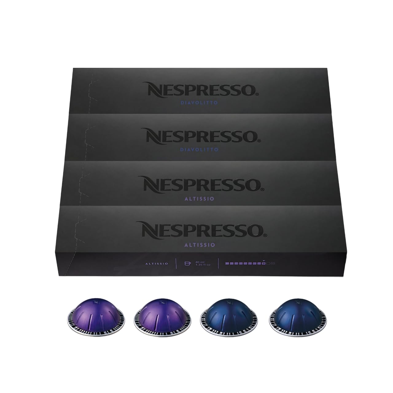 Nespresso Capsules Vertuo, Espresso Bold Variety Pack, Medium and Dark Roast Espresso Coffee, 40-Count Espresso Pods, Brews 1.35oz