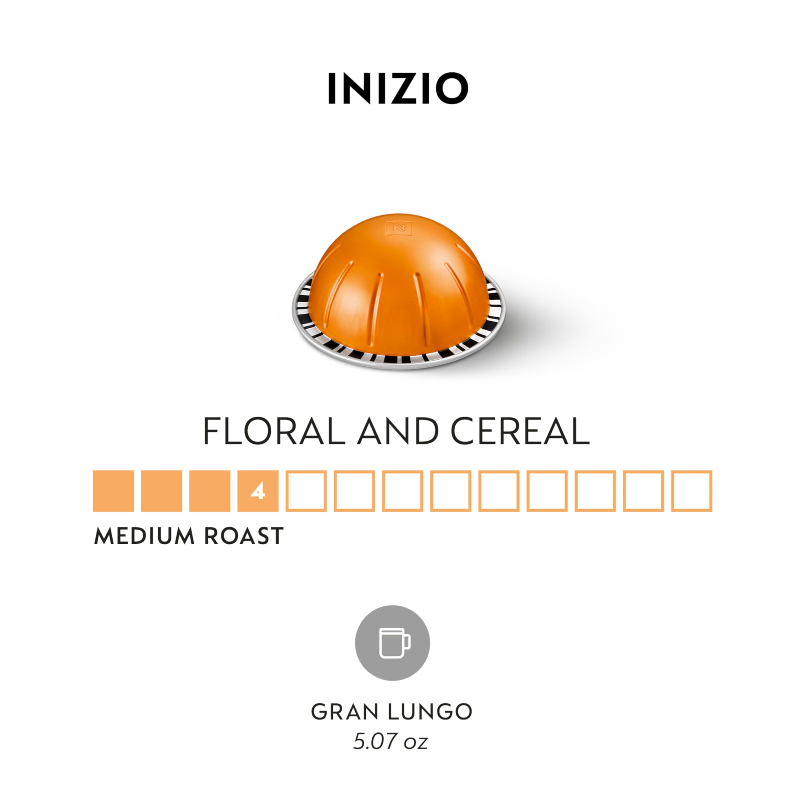 Nespresso Vertuo Inizio, Medium Roast Espresso Coffee Pods, 30 - count