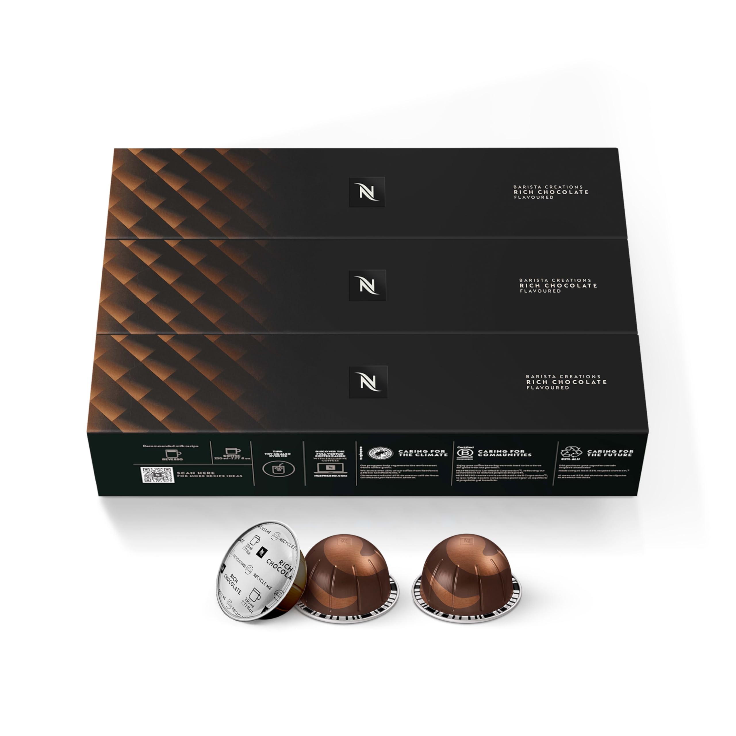 Nespresso Capsules Vertuo, Rich Chocolate, Medium Roast Coffee, 30 Count Coffee Pods
