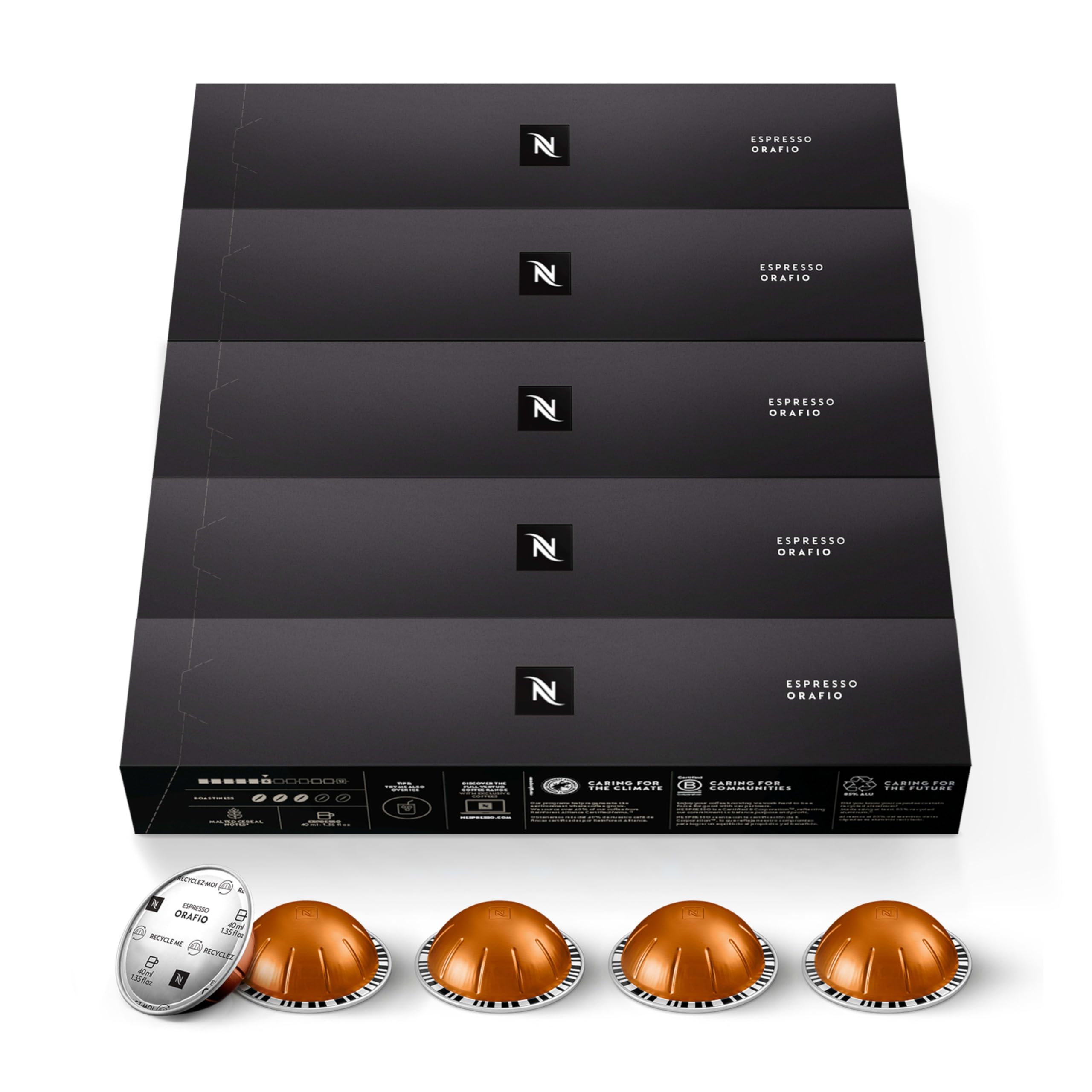 Nespresso Vertuo Orafio, Medium Roast Espresso Coffee capsules, 50 Pack