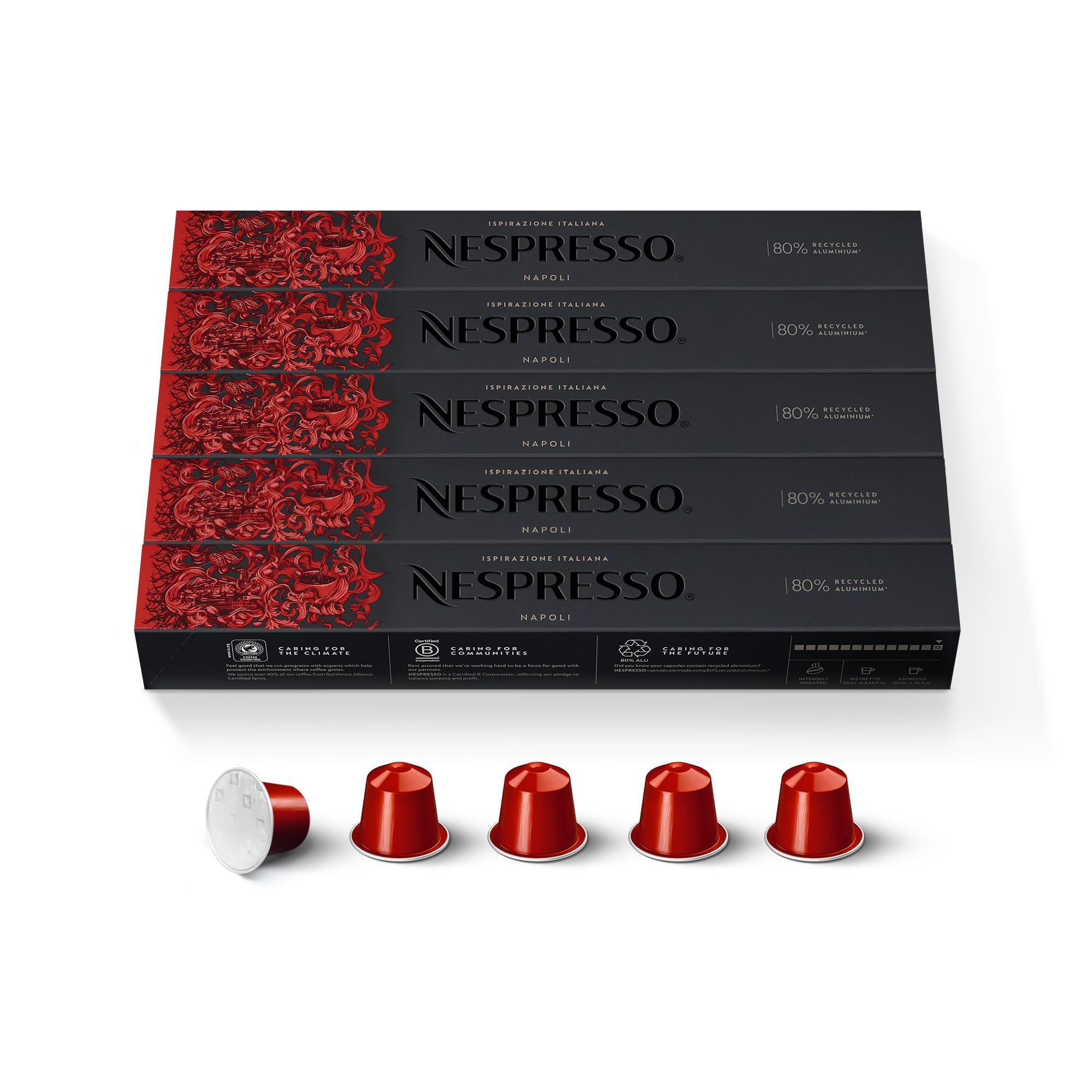 Nespresso Capsules Original Line, Ispirazione Napoli, Dark Roast Coffee Pods, 50-Count Espresso Coffee Pods,