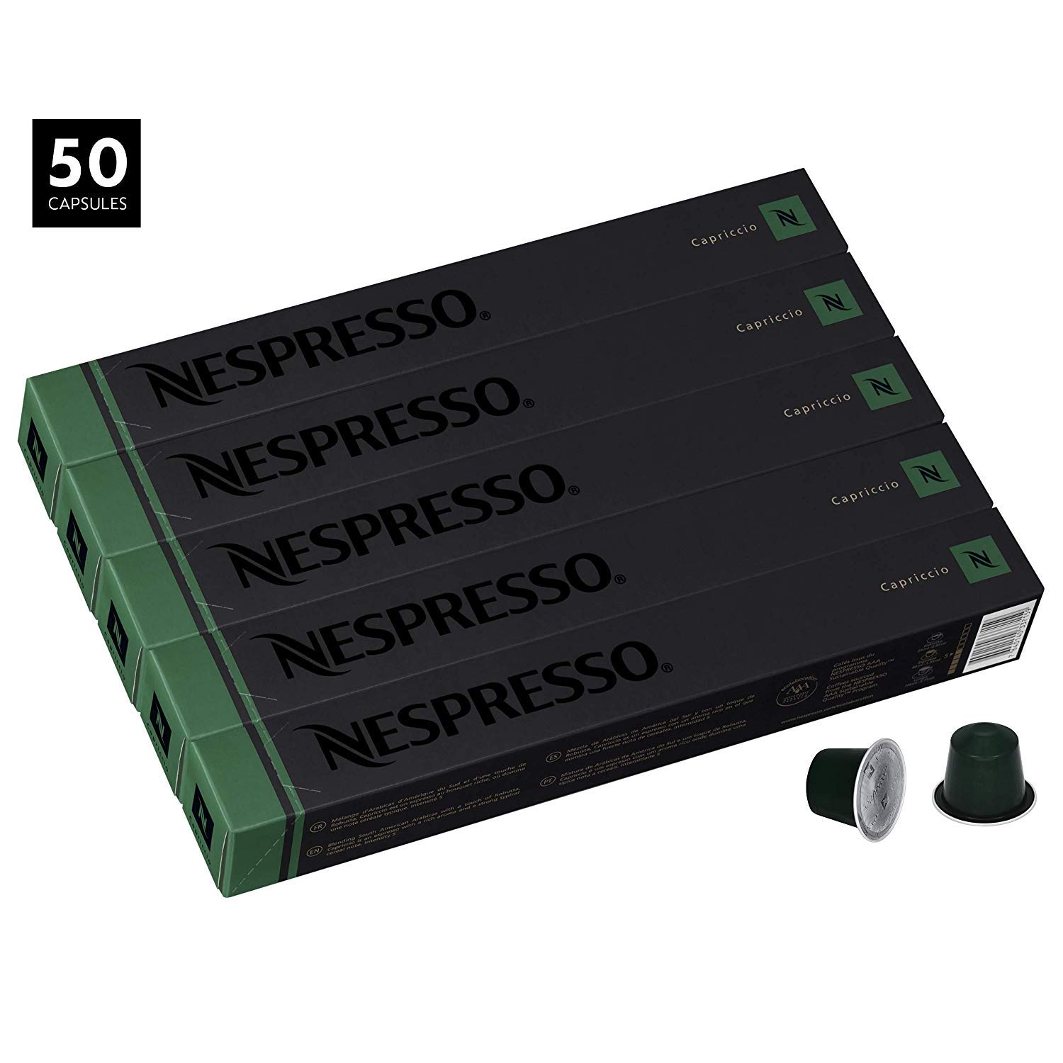 Nespresso Capsules OriginalLine, Capriccio, Medium Roast Espresso Coffee, 50 Count Coffee Pods