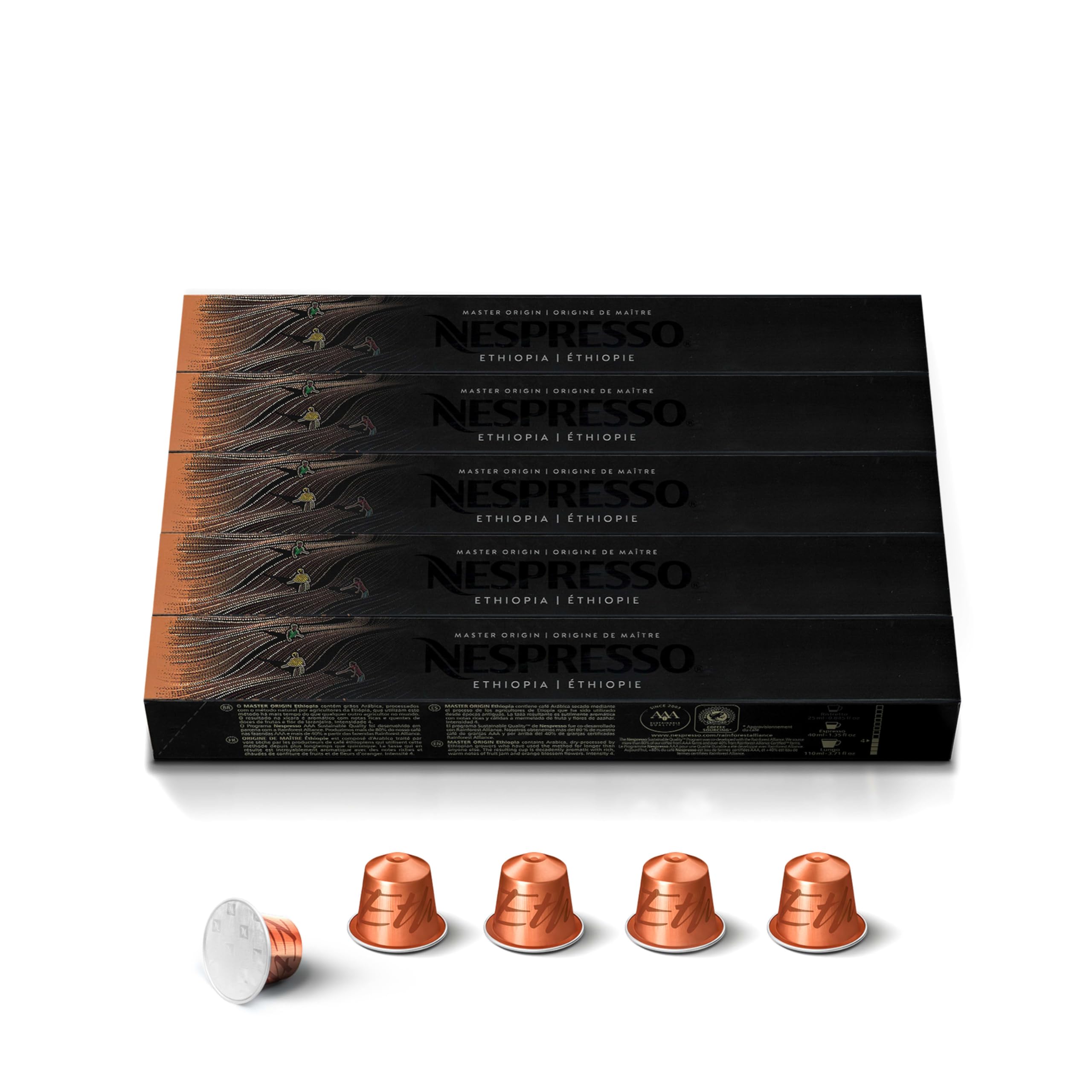 Nespresso Capsules Original, Ethiopia Master Origin,Mild Roast Coffee, 50 Count Coffee Pods
