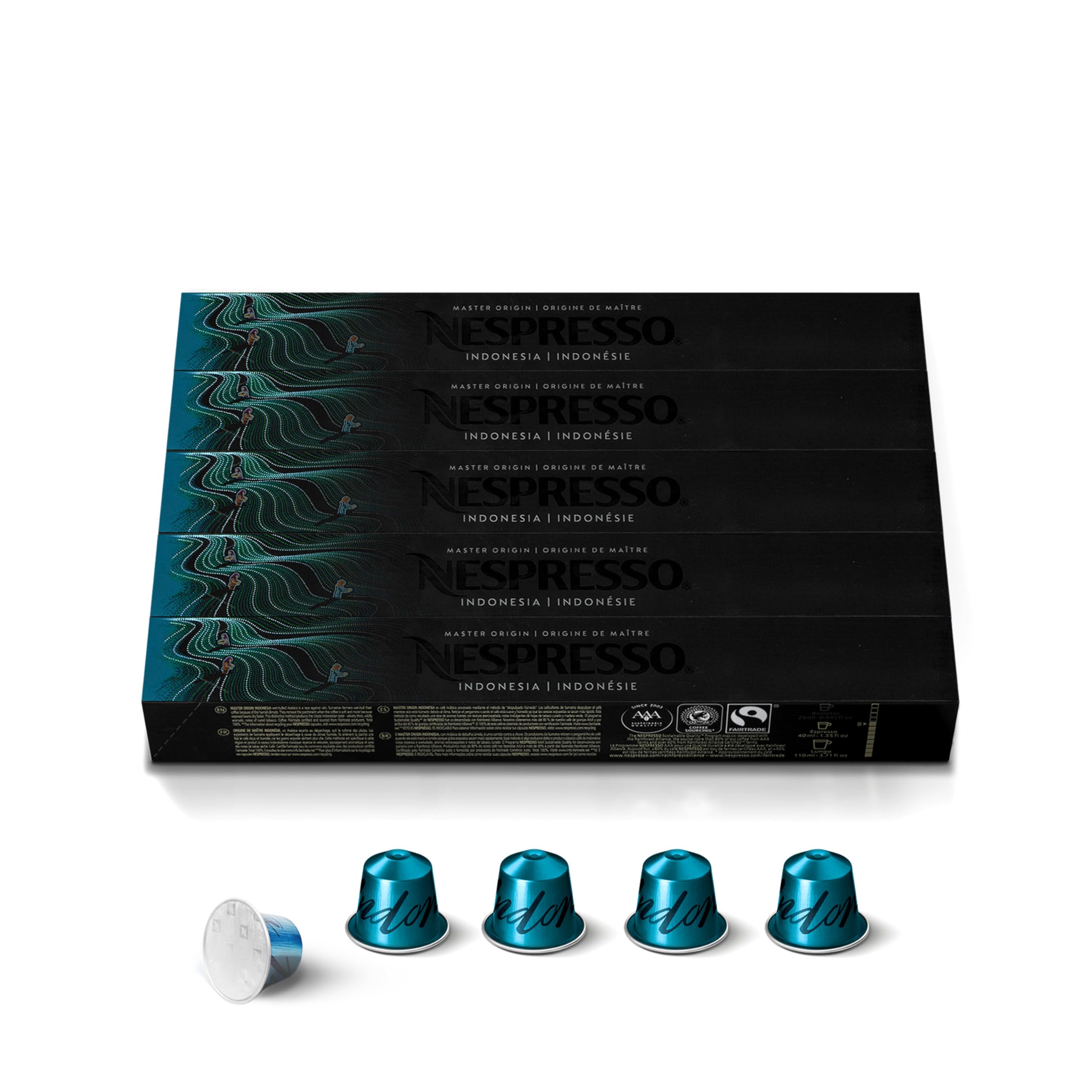 Nespresso Capsules Original, Indonesia Master Origin,Dark Roast Coffee, 50 Count Coffee Pods